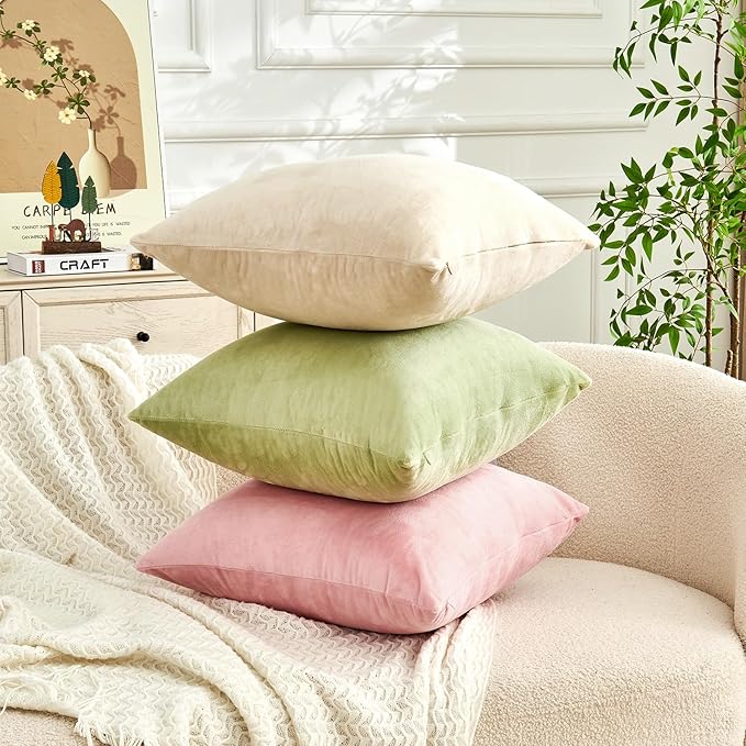 Throw Pillow Covers Pink Set of 2 12x20 Inch Pillow Covers, Soft Velvet Cute Lumbar Decorative Pillowcases for Couch Sofa Bed, Home Boho Decor, Modern Cushion Covers