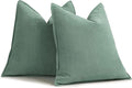 ZWJD Dusty Green Pillow Covers 16x16 Set of 2 Chenille Throw Pillow Covers with Elegant Design Soft and Luxurious Decorative Throw Pillows for Couch, Bed, and Home Decor