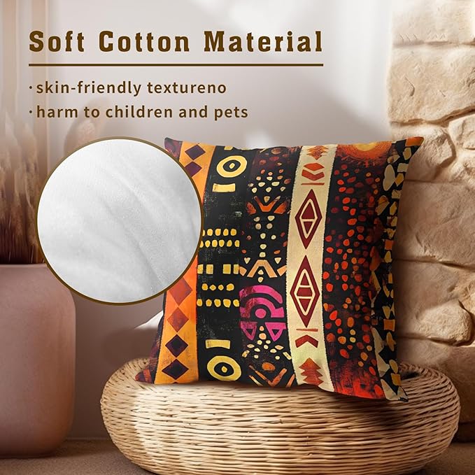 Black White Tribal Pillow Cover - Ethnic Throw Pillow Covers Set of 2 Boho Cushion Pillow Cases 18x18 for Home Couch Sofa