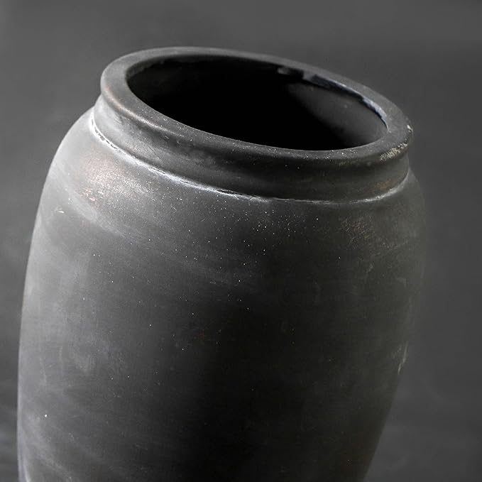 Terracotta Rustic Vase, Farmhouse Decorative Vase Boho Decor, Ceramic Christmas Vases for Home Decor, Table, Living Room, Shelf Decoration, 8.2 Inch