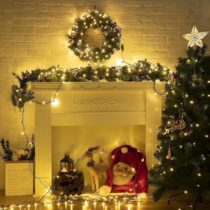Christmas LED Mini String Lights, 28Feet 100LEDs Mini Lights for Christmas Tree, UL Listed Christma Lights Set Waterproof Plug in for Outdoor Indoor Wreath Roof Garland Holiday Decoration, Warm White