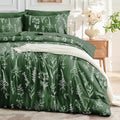 MUXHOMO Dark Green Twin Comforter Set, Elegant Floral Print Bed in a Bag 5 Pieces, Ultra Soft & Breathable Reversible Botanical Pattern Bedding Set with Comforter, Sheets, Pillowcase, and Sham