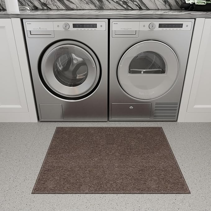 Ottomanson 2'7" x 4' Ultra-Thin Entryway Rug - Durable Non-Slip Mat for High-Traffic Areas - Fits Under Doors for Easy Entry - Ideal for Front Door, Hallway, Kitchen, Bathroom & Mudroom, Brown