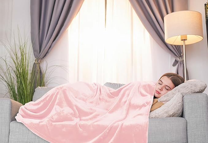 Utopia Bedding Fleece Blanket Throw Size Pink 300GSM Luxury Anti-Static Fuzzy Soft Microfiber Blanket for Couch, Sofa and Bed (60x50 Inch)
