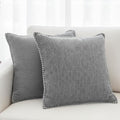 Stitched Edge Soft Throw Pillow Covers Dark Grey 20x20 inches Set of 2 Textured Velvet Gray Chenille Cushion Covers Farmhouse Decorative Pillow Covers for Living Room, Chairs, Couch