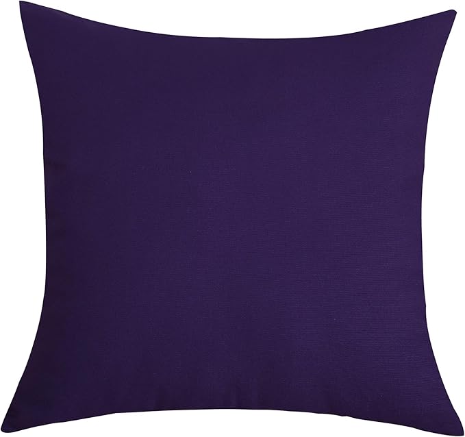 TangDepot Handmade Decorative Solid 100% Cotton Canvas Throw Pillow Covers/Pillow Shams, (22"x22", Purple)