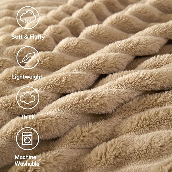 Throw Fleece Blanket for Couch - Super Soft Cozy Throw Blankets for Women,3D Striped Lightweight Blanket for Girls,All Seasons Flannel Blanket，Bed Home Decor，44x60 Inches