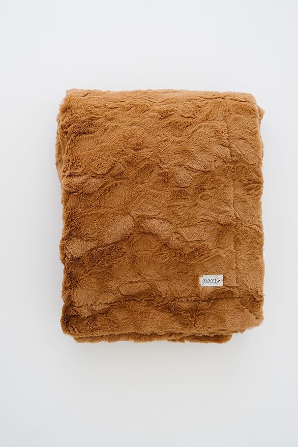 GRACED SOFT LUXURIES Throw Blanket Oversized Softest Warm Elegant Cozy Decorative Thick Faux Fur for Couch, Sofa, Bed, Living Room, Home (XL 60" x 80", Camel)