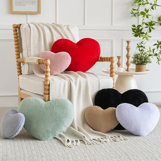 Xiashrk Heart Pillow, Heart Shaped Pillow for Bed Couch, Soft Decorative Heart Throw Pillow, Cute Decorate Pillows, Heart Pillows for Bedroom Living Room (Red, Large 19.6"x15.7")