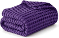 Bedsure Cooling Cotton Waffle King Size Blanket - Lightweight Breathable Blanket of Rayon Derived from Bamboo for Hot Sleepers, Luxury Throws for Bed, Couch and Sofa, Purple, 104x90 Inches