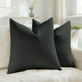 HAUSSY Black Throw Pillow Covers 22x22 Inch Set of 2,Boho Decorative Faux Linen Throw Pillows Cozy Farmhouse Accent Cushion Covers,Home Decor for Couch Sofa Bed Living Room