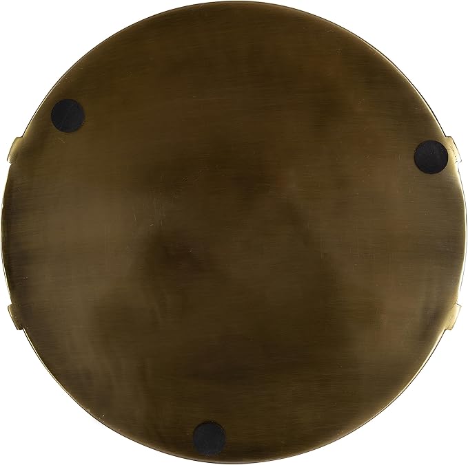 Kate and Laurel Myo Transitional Metal Round Tray, 15 x 15, Brass, Modern Glam Circular Decorative Serving Tray with Handles for Storage, Display, and Decor