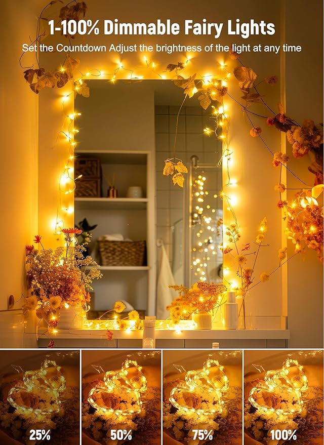 Minetom Twinkle Fairy Lights, 33 ft 100 LED USB Plug in String Lights with Remote and Timer, Waterproof 8 Modes for Bedroom Indoor Wreath DIY Party Wedding Christmas Holiday Decoration