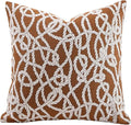 Premium Throw Pillow Covers 18x18 Inches - Tawny Birch Ropetide Knot Chenille Jacquard Embroidery Decorative Couch Pillow Covers for Living Room Bedroom Sofa Home Décor