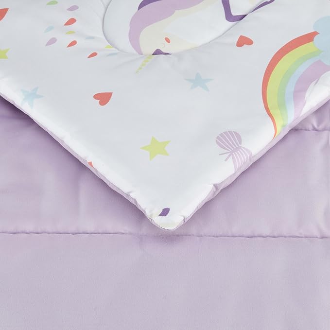 Amazon Basics Microfiber Kid's Bed-in-a-Bag 5 Piece Comforter Bedding Set, Twin, Unicorn Print