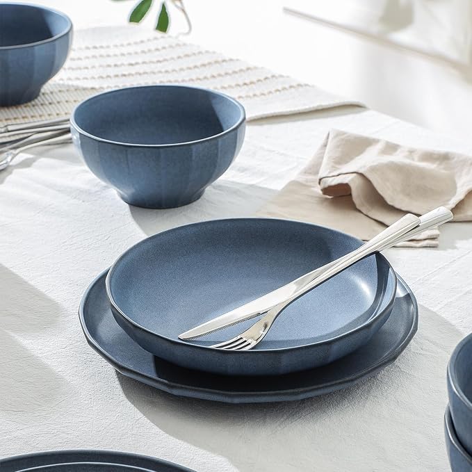 Stone Lain Rio 4-Piece Pasta Bowl Set Stoneware, Blue