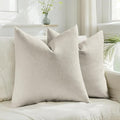 HAUSSY Natural Linen Throw Pillow Covers 16x16 Inch Set of 2,Boho Decorative Faux Linen Throw Pillows Cozy Farmhouse Accent Cushion Covers,Home Decor for Couch Sofa Bed Living Room