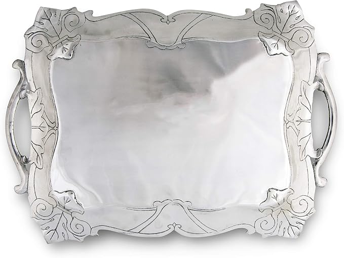 Arthur Court Designs Aluminum Fleur-De-Lis Rectangle 19 inch x 13.5 inch