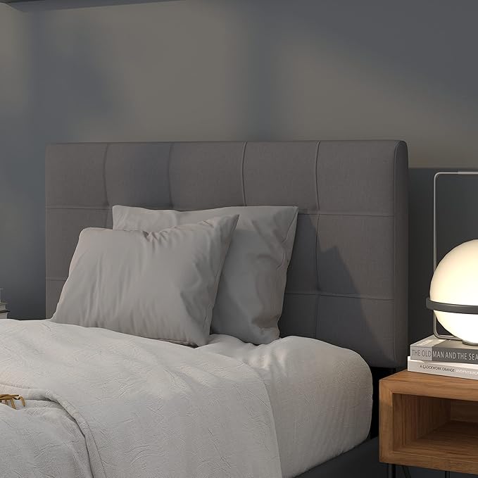 Flash Furniture Bedford Tufted Upholstered Twin Size Headboard in Dark Gray Fabric