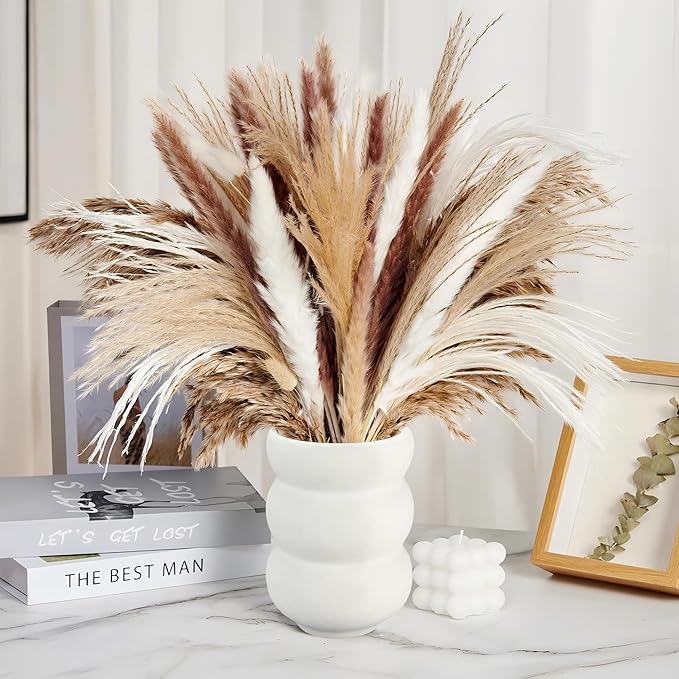 White Ceramic Vase Set of 10, Small Ceramic Flower Vases Bulk Bud Vases for Wedding Table Centerpieces Decor Pampas Grass Modern Boho Home Party Decor DIY Gift