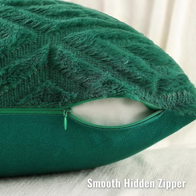 decorUhome Christmas Couch Throw Pillow Covers 20x20 Set of 2, Decorative Soft Plush Faux Wool Neutral Accent Pillow Covers for Bed Sofa Living Room, Green