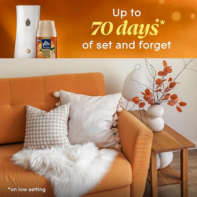 Glade Automatic Spray Refill, Pumpkin & Ginger, Scented Air Freshener for Home and Bathroom, 6.2 Oz, 2 Count