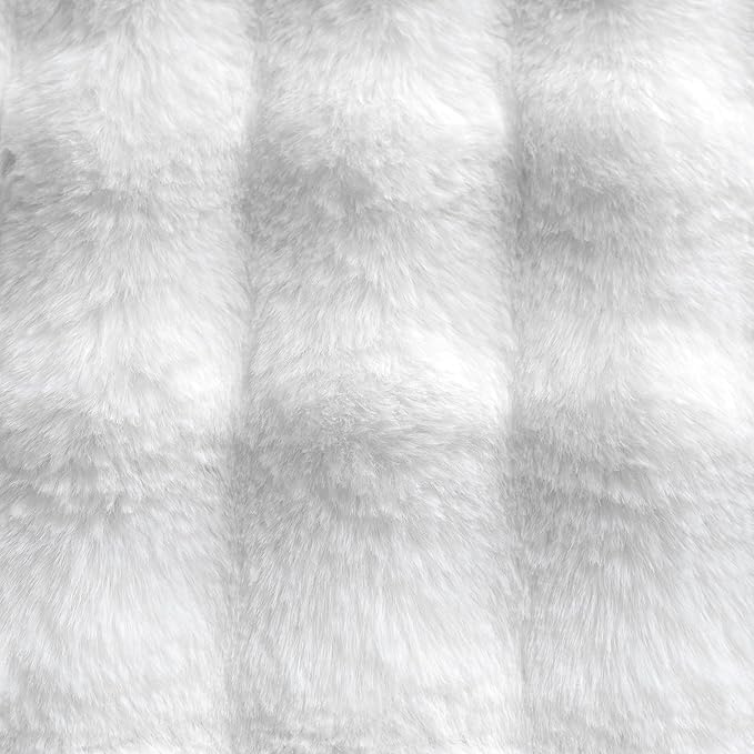 Neelvin Cream White Faux Fur Cozy Soft Double-Sided Decorative Throw Pillow Covers 24x24 inch Set of 2,Velvet Pillowcase Cushion Case for Sofa Couch