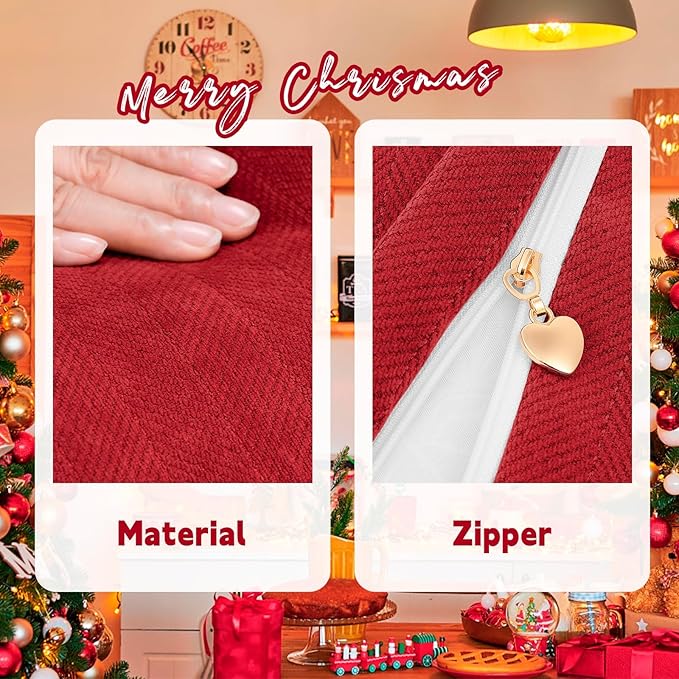 ZWJD Christmas Pillow Covers 24x24 Set of 2 Chenille Throw Red Cushion Covers with Elegant Design Soft and Luxurious Decorative Pillows for Couch, Bed, and Christmas Decor
