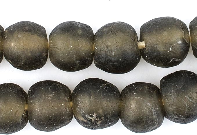 Jumbo Recycled Glass Beads, 21–25mm – African Sea Glass for Wall Hangings, Coffee Table Decor, Shelf Styling, and Home Accents – (Groundhog Grey) – The Bead Chest