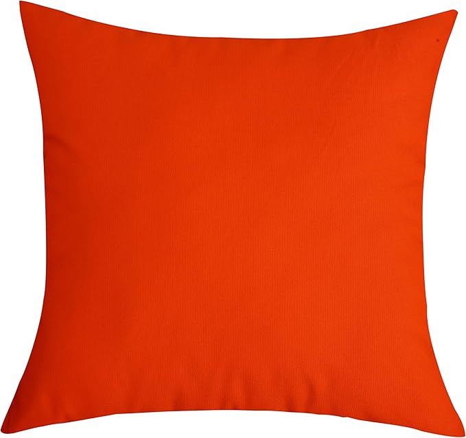 TangDepot Handmade Decorative Solid 100% Cotton Canvas Throw Pillow Covers/Cushion Covers, 45 Colors Available - (20" x20" , Deep Orange, 2 Count (Pack of 1))