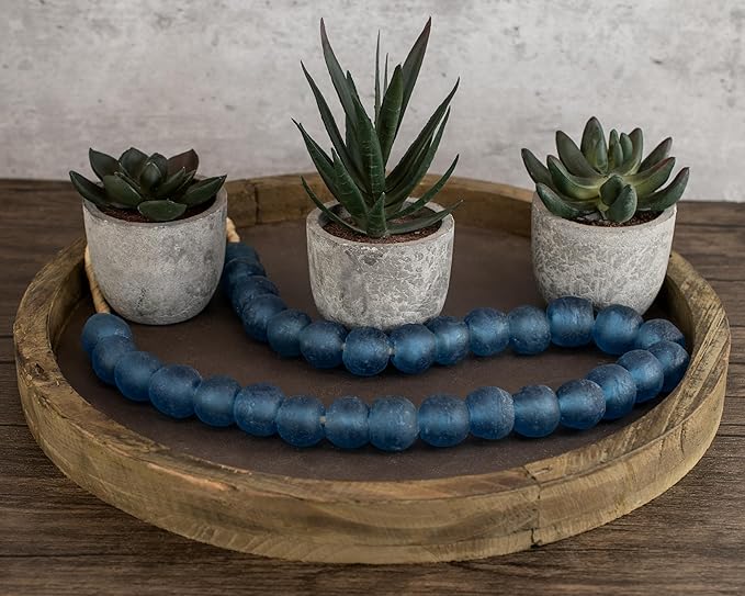 Jumbo Recycled Glass Beads, 21–25mm – African Sea Glass for Wall Hangings, Coffee Table Decor, Shelf Styling, and Home Accents – (Light Blue) – The Bead Chest