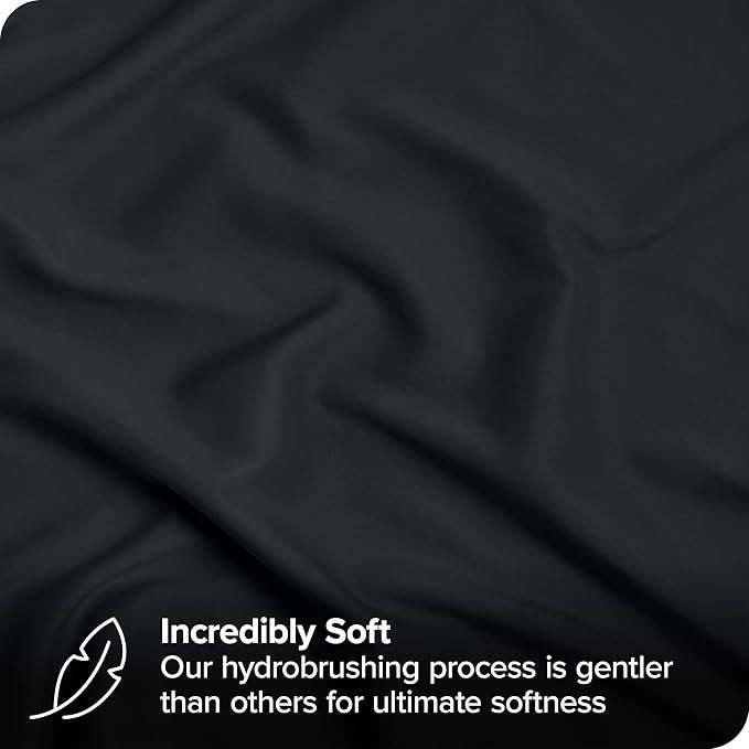 Bare Home Bed-in-A-Bag 7 Piece Comforter & Sheet Set - California King - Goose Down Alternative - Ultra-Soft 1800 Premium - Bed Set (Cal King, Black/Black)