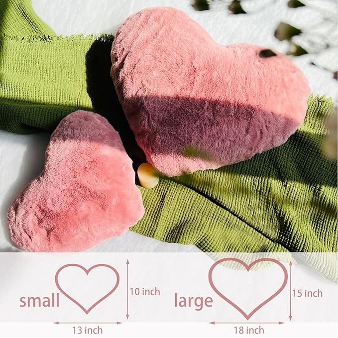 EastTree Heart Pillows, Bean Paste Pink Heart Shaped Pillows, Ultra Soft Extra-Large Fluffy Pillows, Love Throw Pillows Gifts, Women Girls Living Room Decor 15x18 Inch