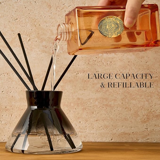 M&SENSE 6.3 oz Large Reed Diffuser Set | Under The Fig Scent Home Oil Diffuser with Sticks | Hotel Collection Non-Toxic Essential Oil |for Bedroom Bathroom Living Room
