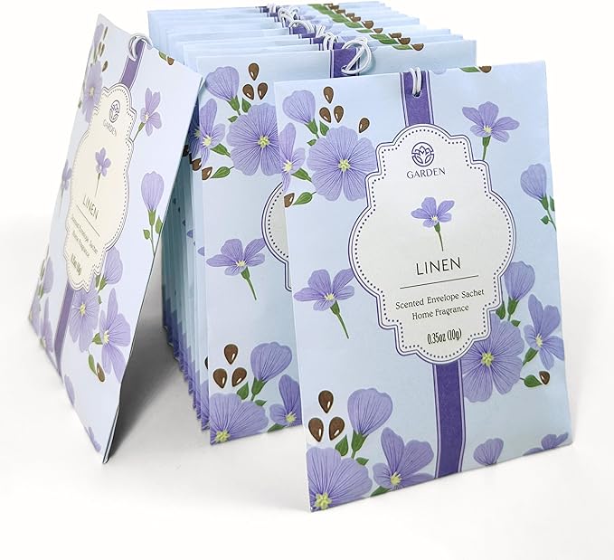 Scented Sachets - 12 Pack, Long-Lasting Home Fragrance Sachet Bags, Large Fresh-Scented Envelope Packets, Fragrant Sachets for Drawers and Closets (Linen)