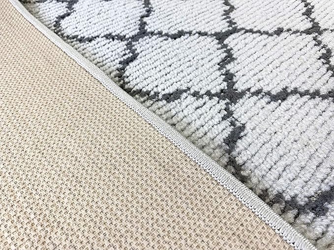 Custom Size Modern Runner Rug Carpet for Hallway Entryway Foyer Kitchen, Slip Resistant Latex Rubber Backed 31 inch Wide X Customized Length, Trellis Grey, 31 inch X 29 feet