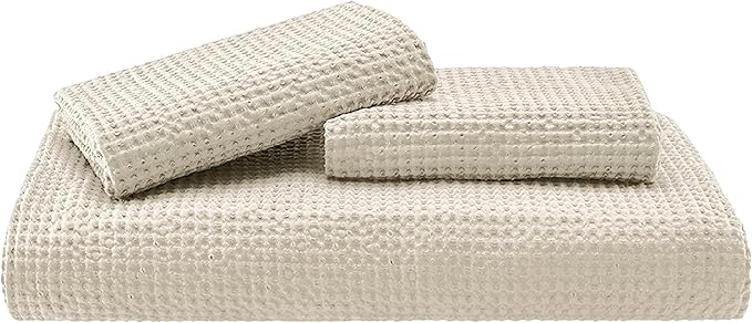 Bedsure Cotton Duvet Cover Full - 100% Cotton Waffle Weave Beige Duvet Cover Set, GentleSoft™ and Breathable Bedding Set for All Season, 3 Pieces, 80"x90"