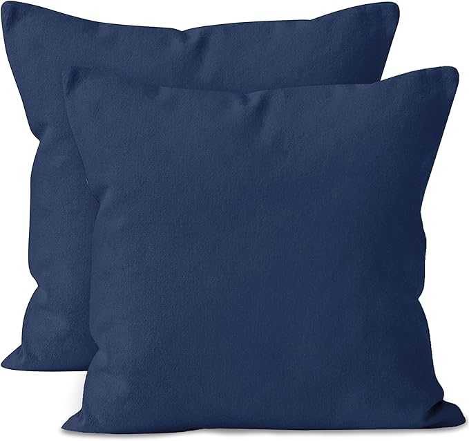 Encasa XO Throw Pillow Covers 20x20 in Set of 2 Scotch Blue | No Inserts | Cotton Pillow Covers for Living Room, Bed, Sofa, Couch | Decorative Cushion Covers with Improved Zippers