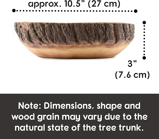Wood Fruit Bowl for Kitchen Counter - Large Decorative Key Tray for Entryway Table - Wooden Holder Basket for Candy and Office (10.5 Inch)