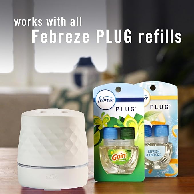 Febreze Plug Scent Booster Continuous Scent Device Oil Diffuser, Compatible with Febreze Air Freshener Plug in Refills