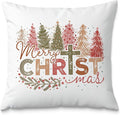 Christian Christmas Pillow Covers 18x18, Retro Christmas Trees Cross Decorative Pillow Covers for Couch, Christian Christmas Decor, Christmas Decorations for Living Room Bedroom Home