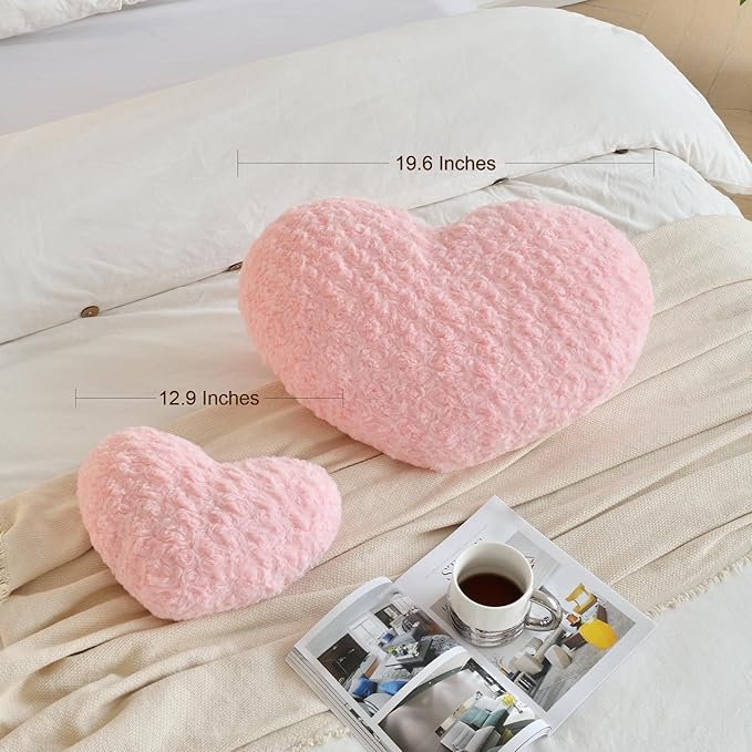 Heart Pillow, Soft Heart Shaped Pillow with Room Decorative Throw Pillows for Bed Couch Chair Sofa, Heart Shaped Cute Throw Pillow Cushion for Bedroom Living Room (Orange, Large 19.6" x 15.7")