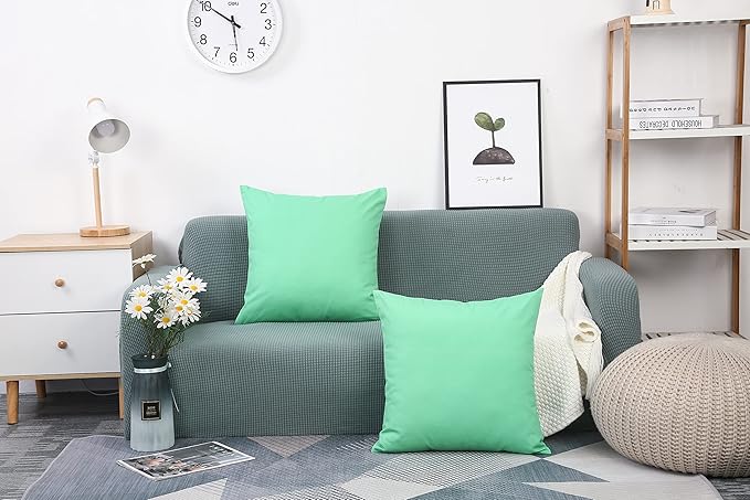 TangDepot Handmade Decorative Solid 100% Cotton Canvas Throw Pillow Covers/Cushion Covers, 45 Colors Available - (28" x 28", Mint Green)
