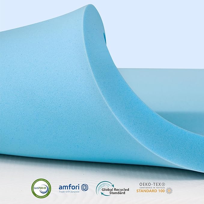Subrtex Mattress Topper, Memory Foam Mattress Topper, Gel-Infused Memory Foam Topper for Side Stomach Sleepers, Breathable Bed Toppers (4 Inch, Full)