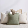 Meekio Set of 4 Neutral Pillow Covers 18x18, Linen Look Throw Pillow Covers with Flange Edge for Sofa Couch Living Décor