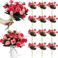 Hotop 12 Bunches of Artificial Flowers Centerpiece 13 Inches Silk Faux Roses Bouquets for Table Decoration Realistic Bouquet Arrangement Boho Faux Flowers for Wedding (Rose Red)