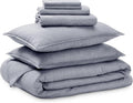 Bare Home Bed-in-A-Bag 7 Piece Comforter & Sheet Set - California King - Goose Down Alternative - Ultra-Soft 1800 Premium Bedding Set - Cationic (Cal King, Heathered Midnight Blue)