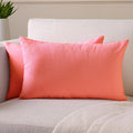 Encasa XO Throw Pillow Covers 12x20 in Set of 2 Coral | No Inserts | Cotton Pillow Covers for Living Room, Bed, Sofa, Couch | Decorative Cushion Covers with Improved Zippers