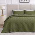 Love's cabin Quilts for Queen Bed Olive Green Bedspreads Bedding Set - Summer Lightweight Bedspread Comforter - Wave Pattern Bedding Coverlet for All Season - 3 Pieces (1 Quilt, 2 Pillow Shams)