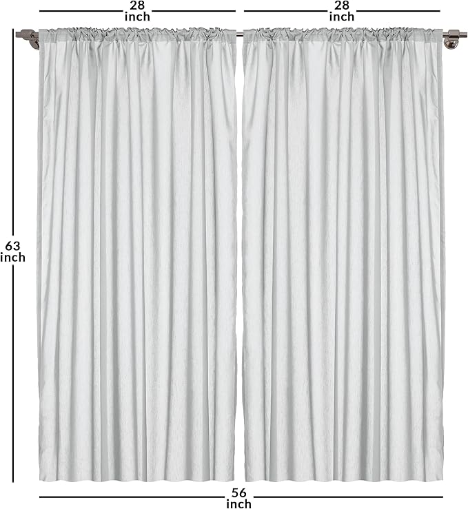 Ambesonne Checkered Curtains, Gingham Motif with Little Hearts Pastel Blue Shower Theme, Window Treatments 2 Panel Set for Living Room Bedroom, Pair of - 28" x 63", Blue